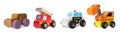 Set with different toy cars isolated on white Royalty Free Stock Photo