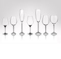 Set of different transparent vector wine glasses empty. Vector illustration in photorealistic style.