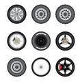 Set of different transport wheels