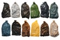 Set with different trash bags full of garbage Royalty Free Stock Photo