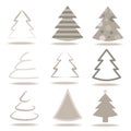 Set of 9 different trees