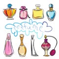 Set of different type of perfume bottles Royalty Free Stock Photo