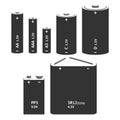 Set with different types of batteries. Vector Royalty Free Stock Photo