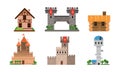 Different Types Of Buldings And Houses Flat Vector Illustration Set Royalty Free Stock Photo