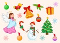 Set of different types of christmas elements Royalty Free Stock Photo