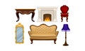 Set With Different Types Of Classic Furniture Vector Illustration