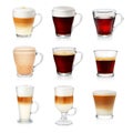 Set of different types of coffee Royalty Free Stock Photo