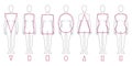 Set of different types of female figures. Female body types with geometric shapes. Royalty Free Stock Photo