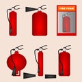 fire extinguishers foam set icons combination box