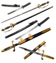 Set with different types of swords Royalty Free Stock Photo