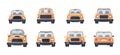 Set of different types of urban car. Front and back view vector illustration. Compact car, service tow pick up, SUV Royalty Free Stock Photo