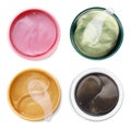 Set with different under eye patches on white background, top view Royalty Free Stock Photo