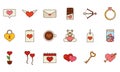 Set of different valentine day flat design icons Vector