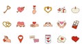 Set of different valentine day flat design icons Vector