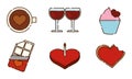 Set of different valentine day flat design icons Vector