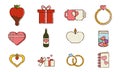 Set of different valentine day flat design icons Vector