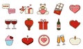 Set of different valentine day flat design icons Vector