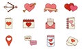 Set of different valentine day flat design icons Vector