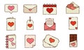 Set of different valentine day flat design icons Vector