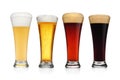 Set of different various of beers isolated on white Royalty Free Stock Photo