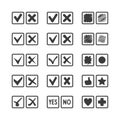 Set of different vector check box icons for voting agreement confirmation acceptance and task list