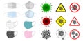 Set of different vector objects on Coronavirus disease.