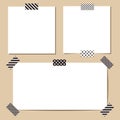 Set of different vector paper stickers with scotch tape