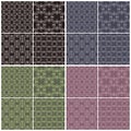 Set of different vector seamless patterns in four color schemes. Royalty Free Stock Photo