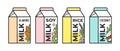 Set of different vegetable milk - almond, rice, coconut, soybeans. Vegan, vegetarian product.