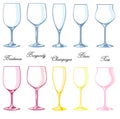Set of different vine glass Royalty Free Stock Photo