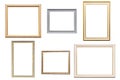 Set of 6 different vintage frames isolated on a white background. Mock up Royalty Free Stock Photo