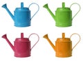 Set with different watering cans on white background Royalty Free Stock Photo