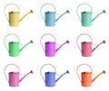 Set with different watering cans on white background Royalty Free Stock Photo