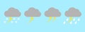 Set with different weather icons. Icons of cloud with lightning on a blue background. Cloudy vector logo Royalty Free Stock Photo