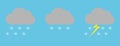 Set with different weather icons. Icons of cloud and snow on a blue background. Cloudy vector logo Royalty Free Stock Photo