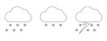 Set with different weather icons. Icons of cloud and snow on a white background. Cloudy vector logo. Royalty Free Stock Photo