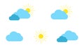 Set with different weather icons. Icons of sun and cloud on a white background. Royalty Free Stock Photo