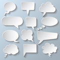 Set different white empty speech bubble, chat sign - vector