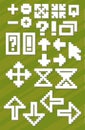 Set of different white pixel font symbols Royalty Free Stock Photo