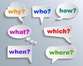 Set different white question speech bubble, chat sign - vector