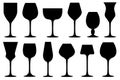 Set of different wine glasses