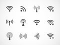 Set of different wireless and wifi icons Royalty Free Stock Photo