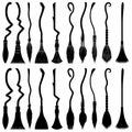 Set of different witch brooms