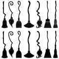 Set of different witch brooms Royalty Free Stock Photo