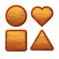 Set of different wooden shapes. Game ui development concept