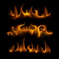 Set of Different Yellow Orange Fire Flame Bonfire Royalty Free Stock Photo