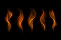 Set of Different Yellow Orange Fire Flame Royalty Free Stock Photo
