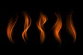 Set of Different Yellow Orange Fire Flame Royalty Free Stock Photo