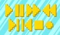 Set of different yellow pixel symbols for player