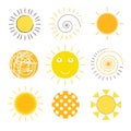 Set of different yellow suns